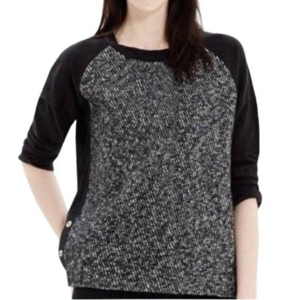 Madewell Womens Textured Black Sweater With Side Buttons Size M